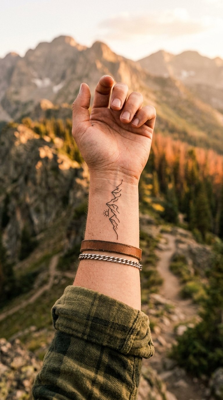 prompt=A casual photo. A casual photo of A photo of a woman's wrist held up against a real mountain landscape. The tattoo is a simple zigzag line that looks like mountain peaks. The ink is very thin, and the photo is taken in the crisp, cold air of the outdoors.. It's a casual photo.
negativePrompt=
guidanceScale=7
seed=342809716